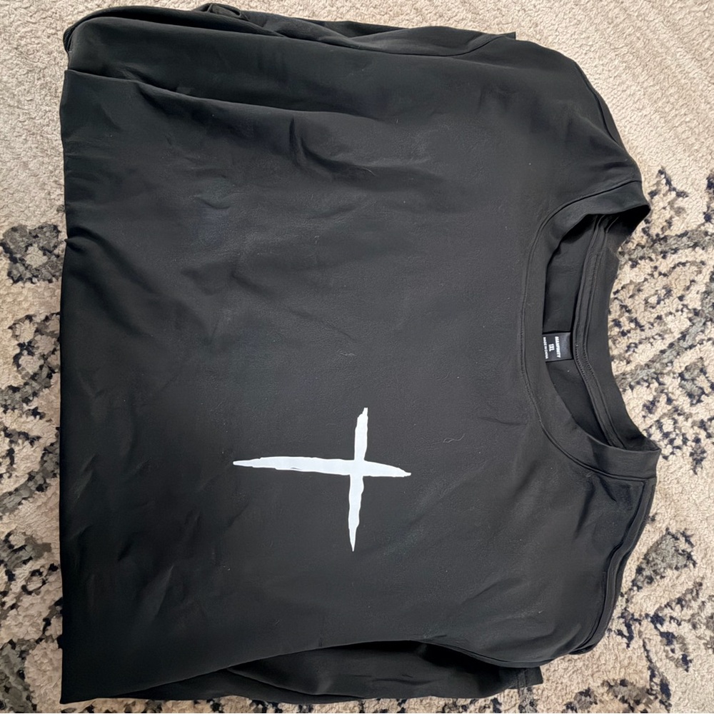 Black Short Sleeve Shirt with White Cross